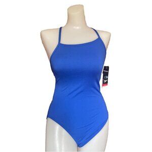 Speedo Endurance Swimsuit Women  Sz# 6/32 Blue One Piece Cross Back New